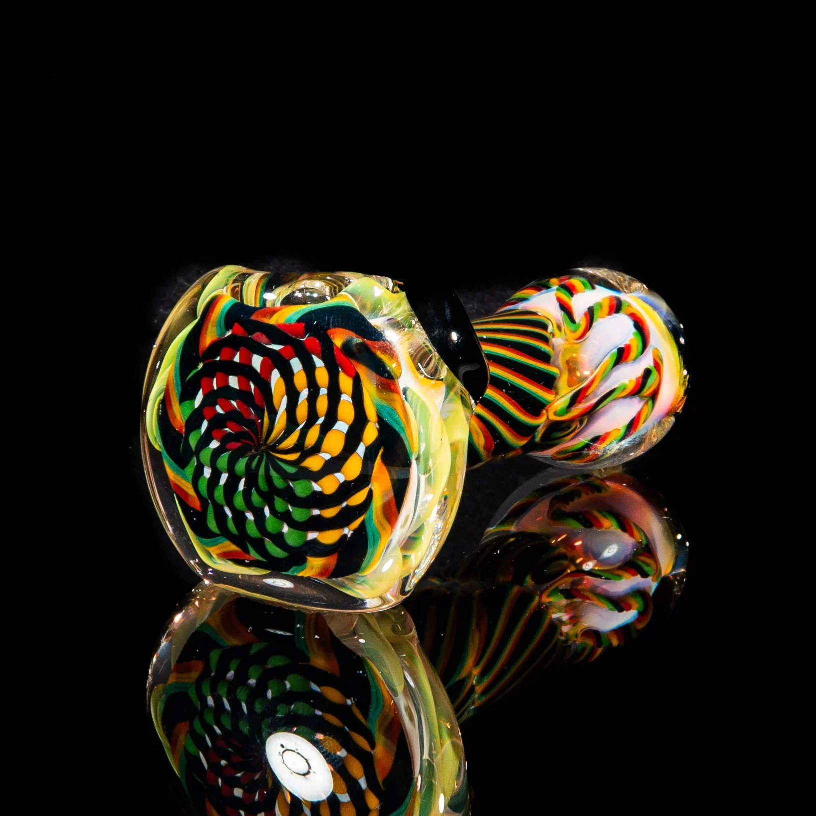Brently Glass - Brown, Green & Yellow Reticello Spoon 1