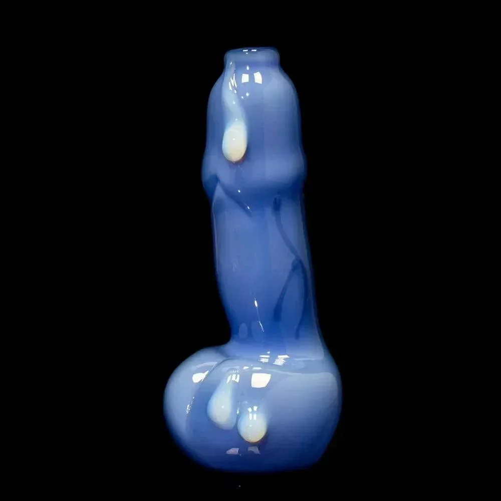 Glass By Ariel - Milky Blue & Ghost Dick Vase