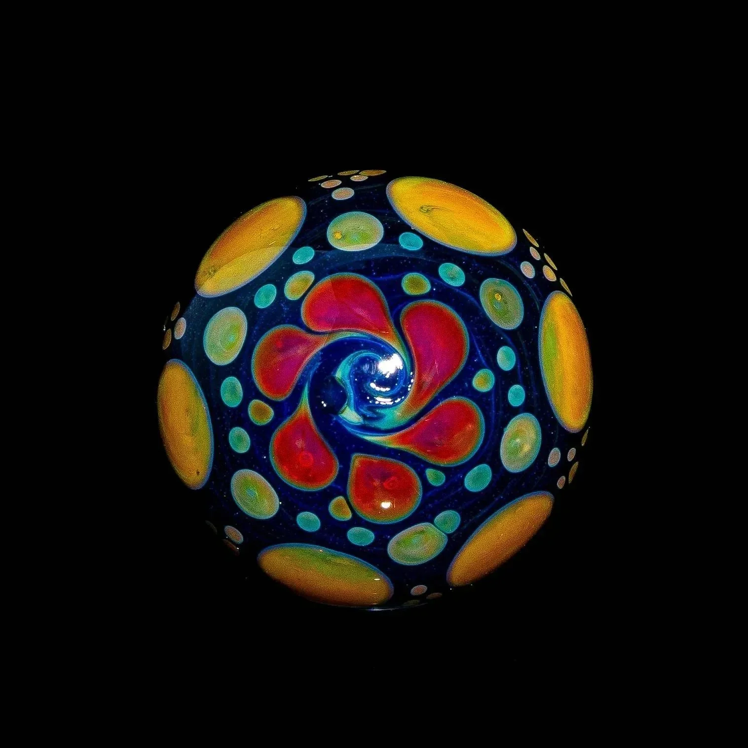 Suellen Fowler - Blue, Green & Coral Hobnail Marble