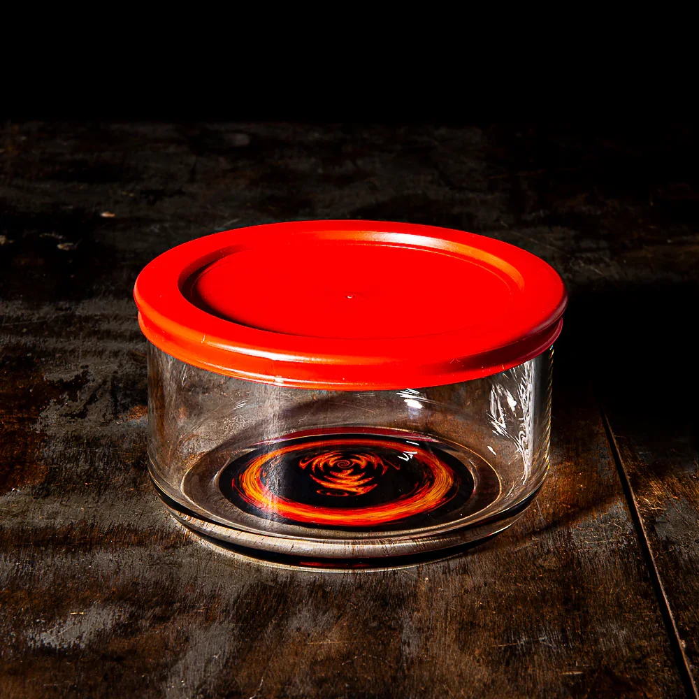 Glass Munky - Jet Black Fire Fade Lidded Pyrex Bowl