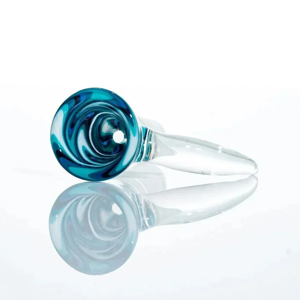 Glass Distractions - Teal & White Wig Wag 14mm Flare Slide - Image 2