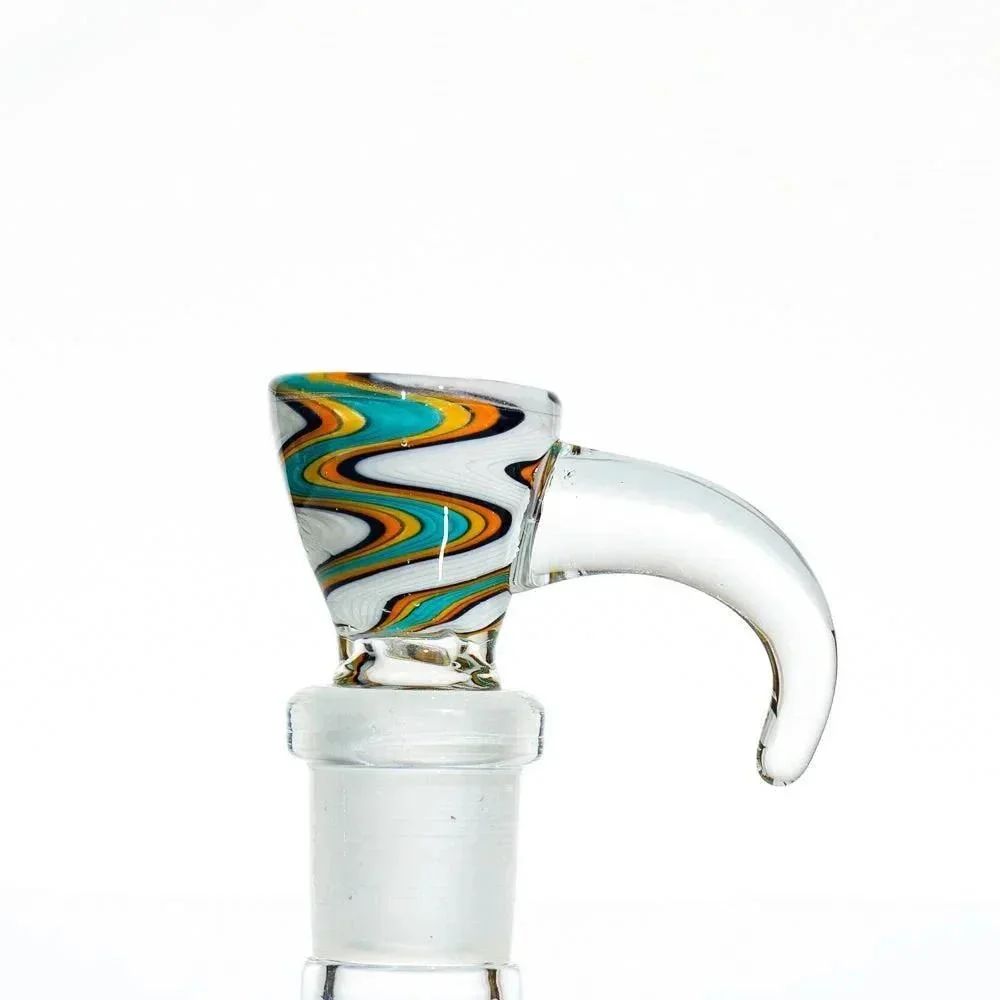 Glass Distractions - White, Teal & Orange Wig Wag 14mm Flare Slide