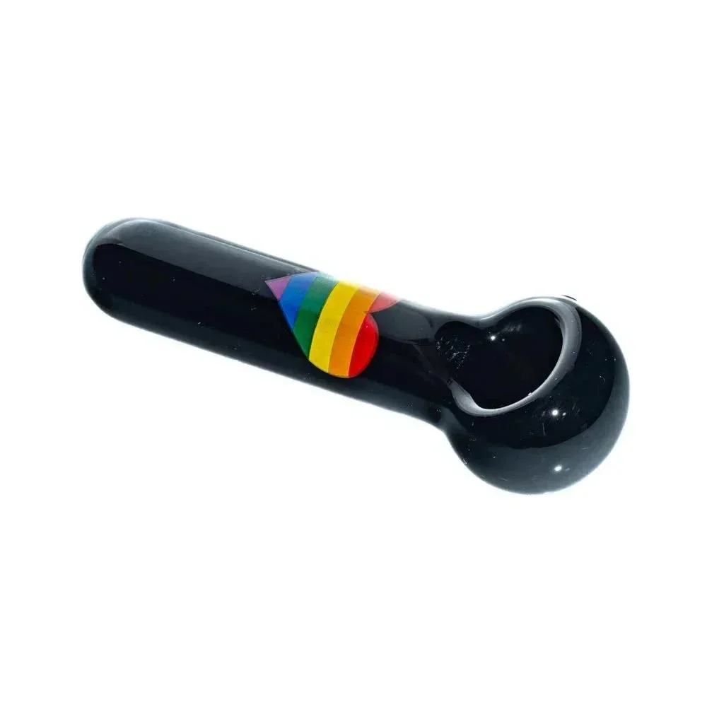Jellyfish Glass - Black Rainbow Heart Large Spoon