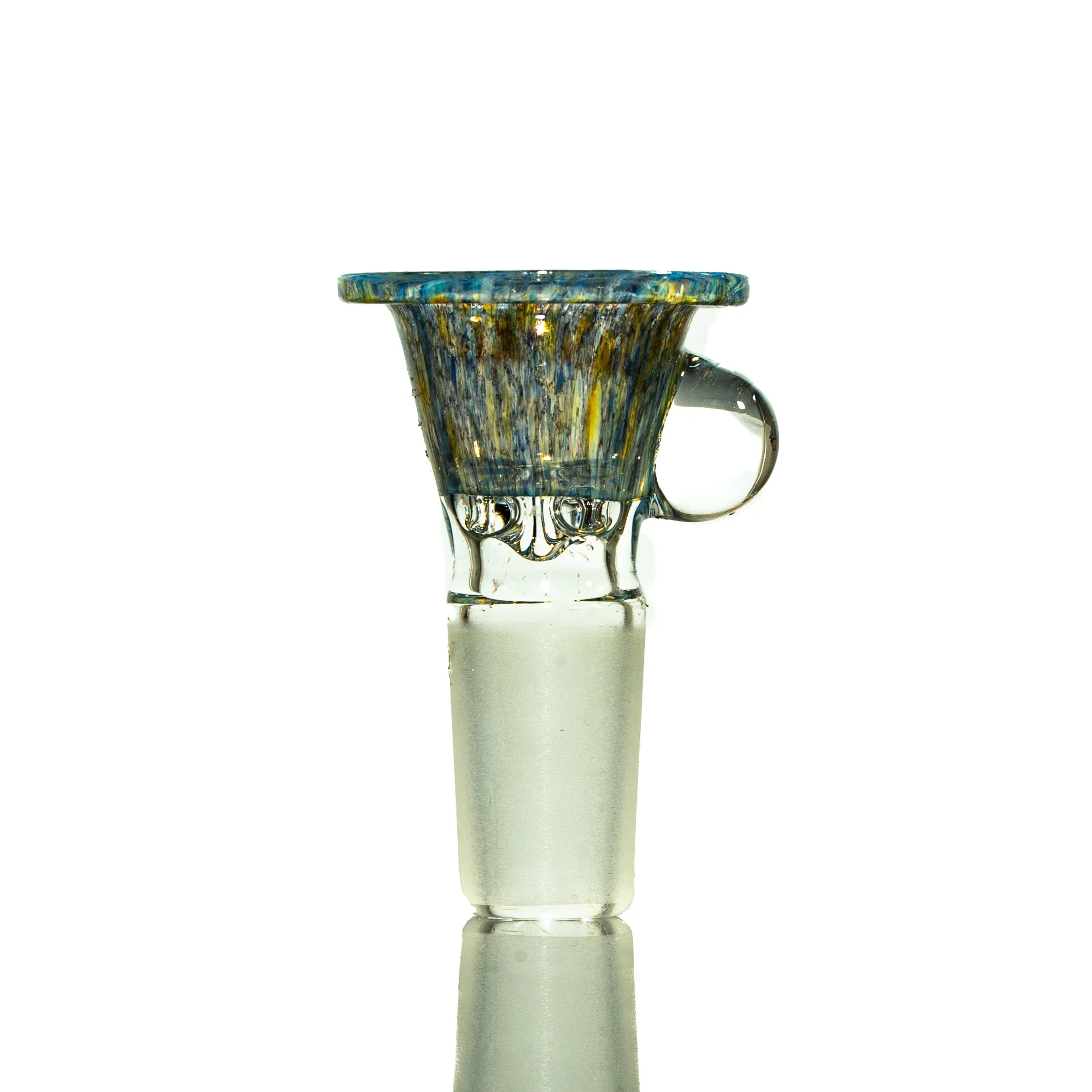 Llerandi Glass - Dark Blue & Yellow Frit Four Hole 14mm Slide