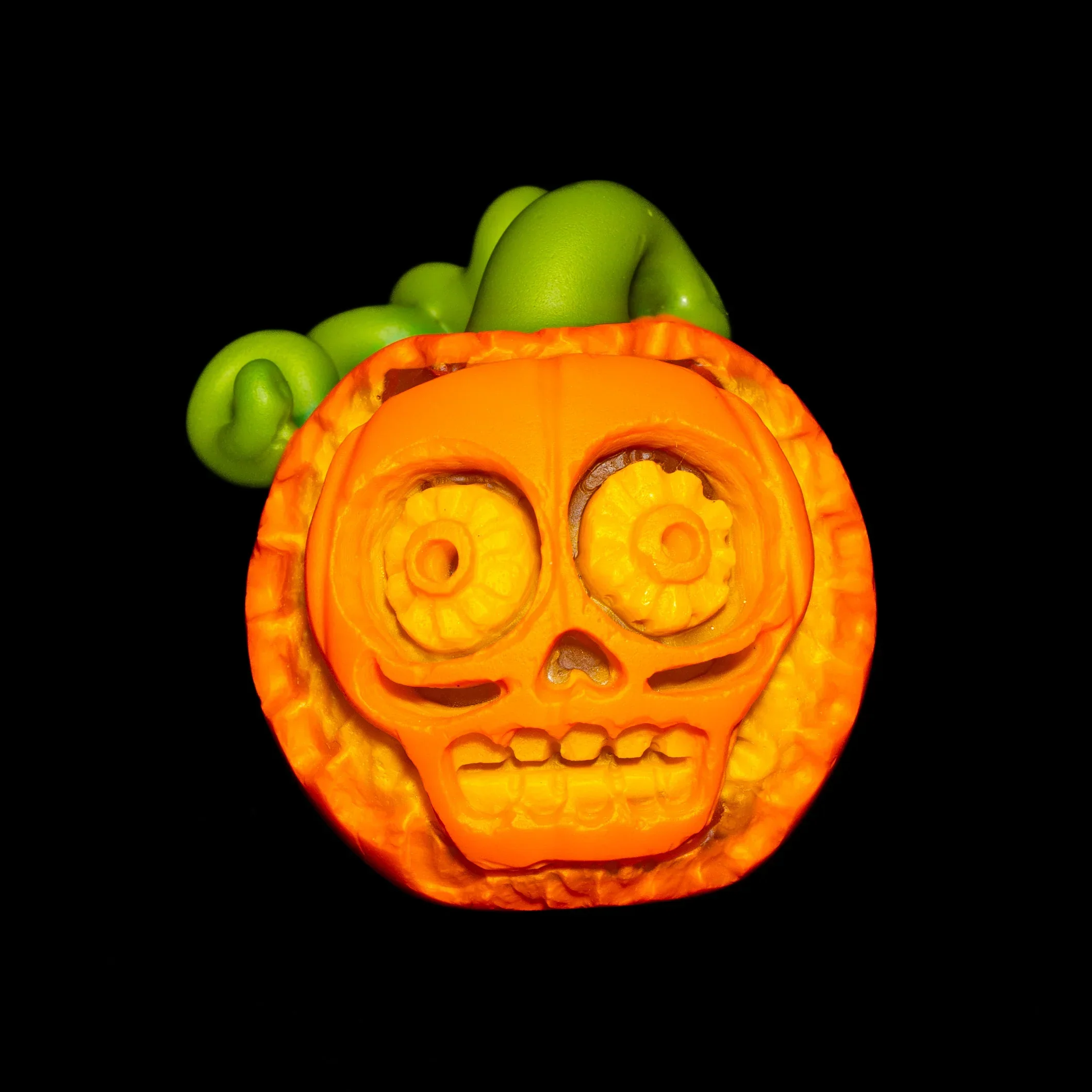 Obe Glass - Carved Pumpkin Skull 37MM Marble