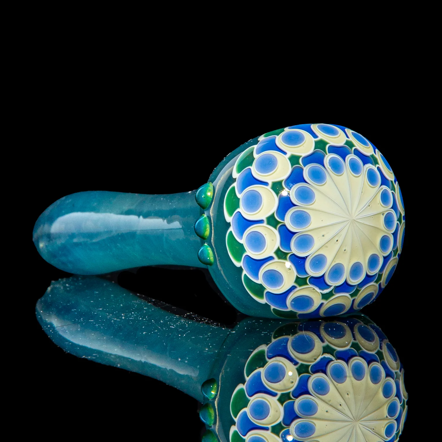 Olour Glass - Blue & Yellow Dotstack Light Blue Spoon