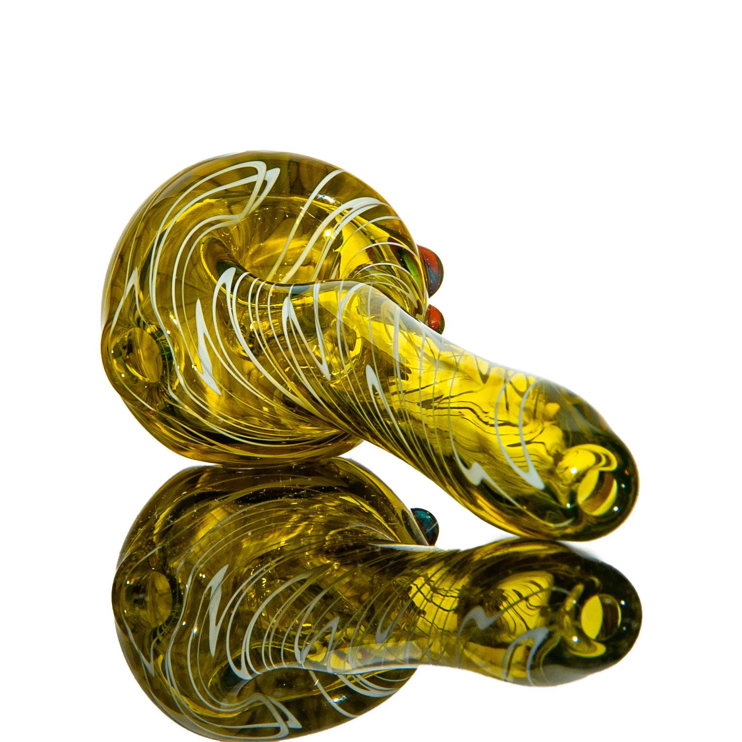 Olour Glass - Light Blue & Red Dotstack Gold Scribble Spoon - Image 2