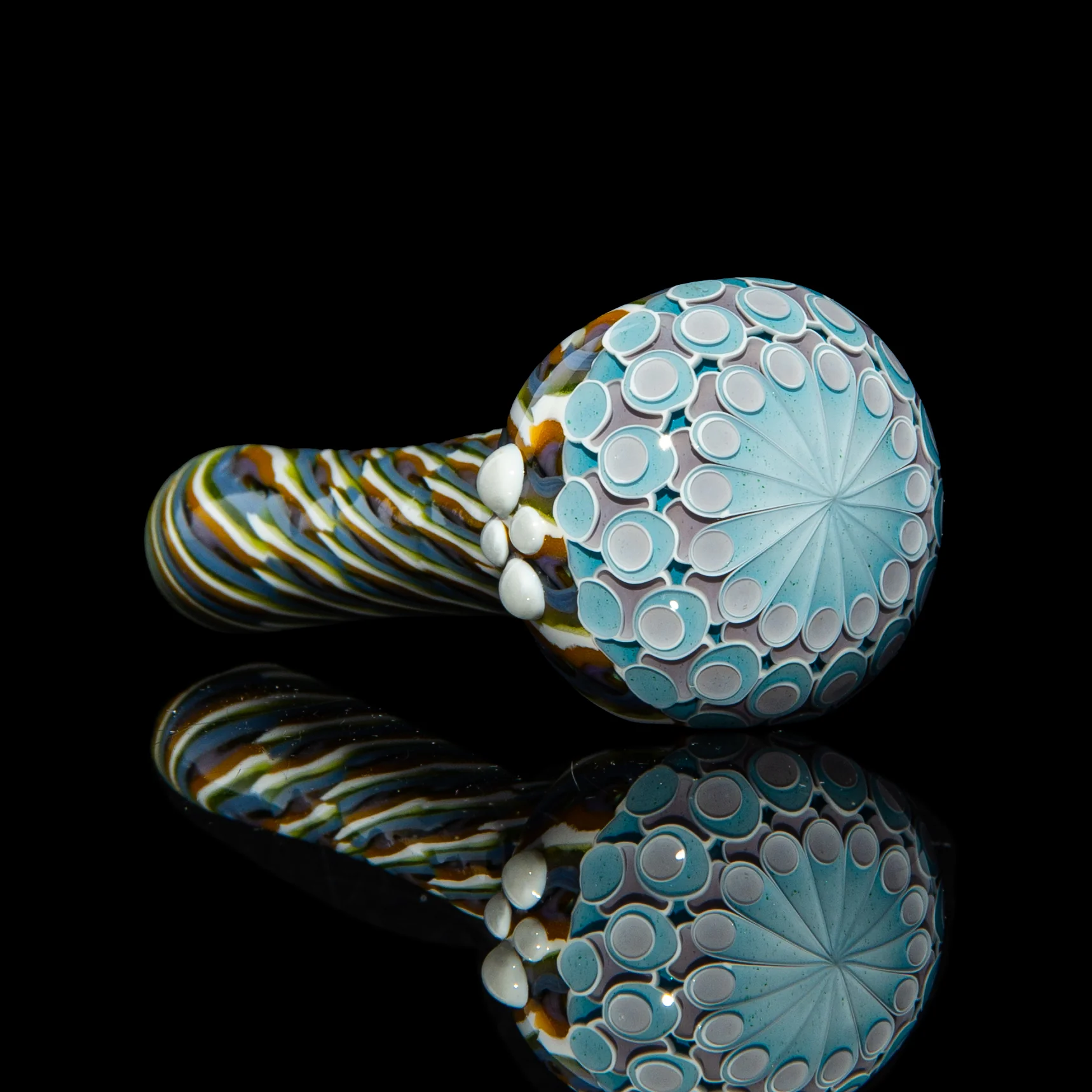 Olour Glass - Light Blue & Purple Dotstack Heliocoil Spoon