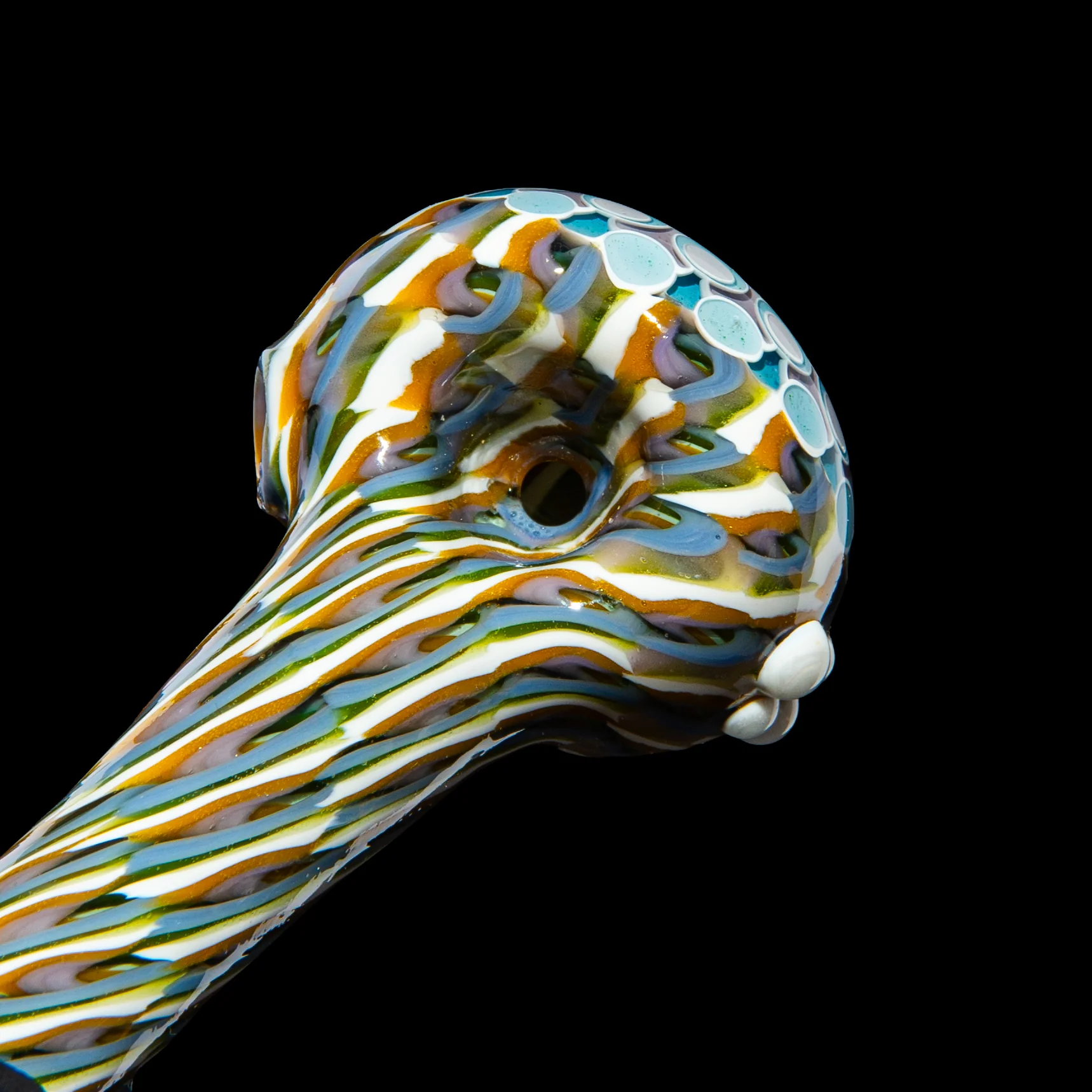 Olour Glass - Light Blue & Purple Dotstack Heliocoil Spoon - Image 3