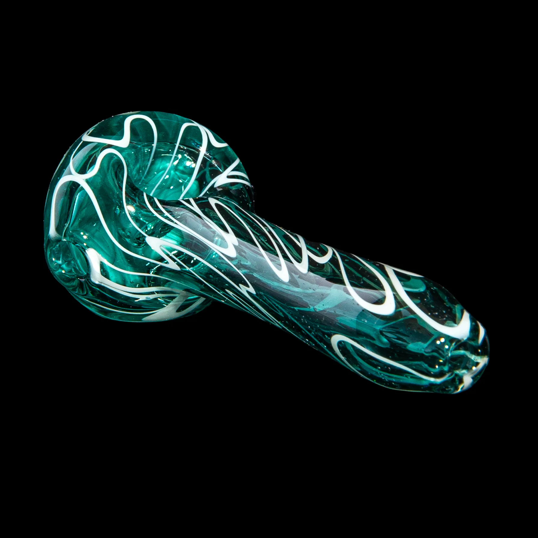 Olour Glass - Light Blue & Black Dotstack Teal Scribble Spoon - Image 2