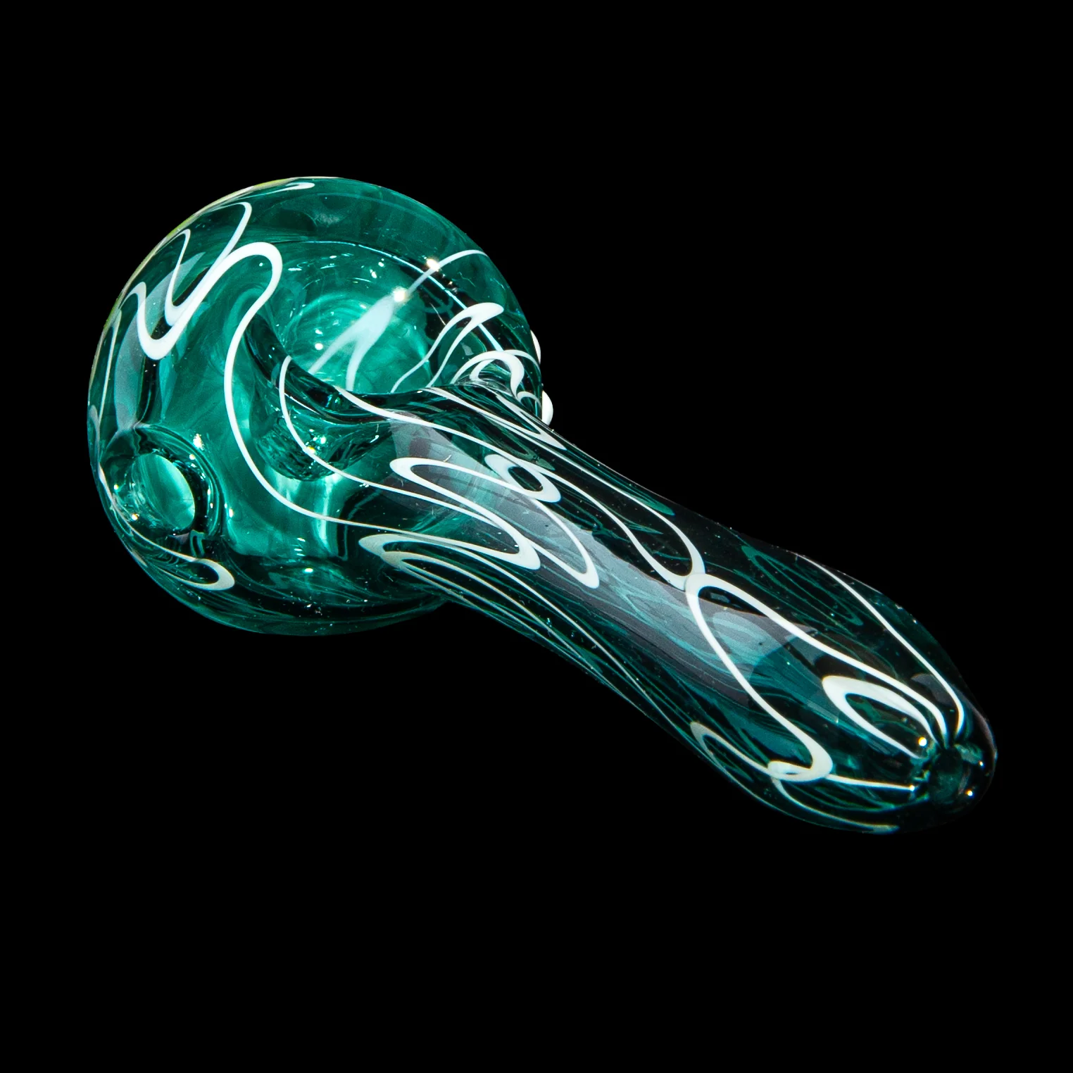 Olour Glass - Lime & White Dotstack Teal Scribble Spoon - Image 2