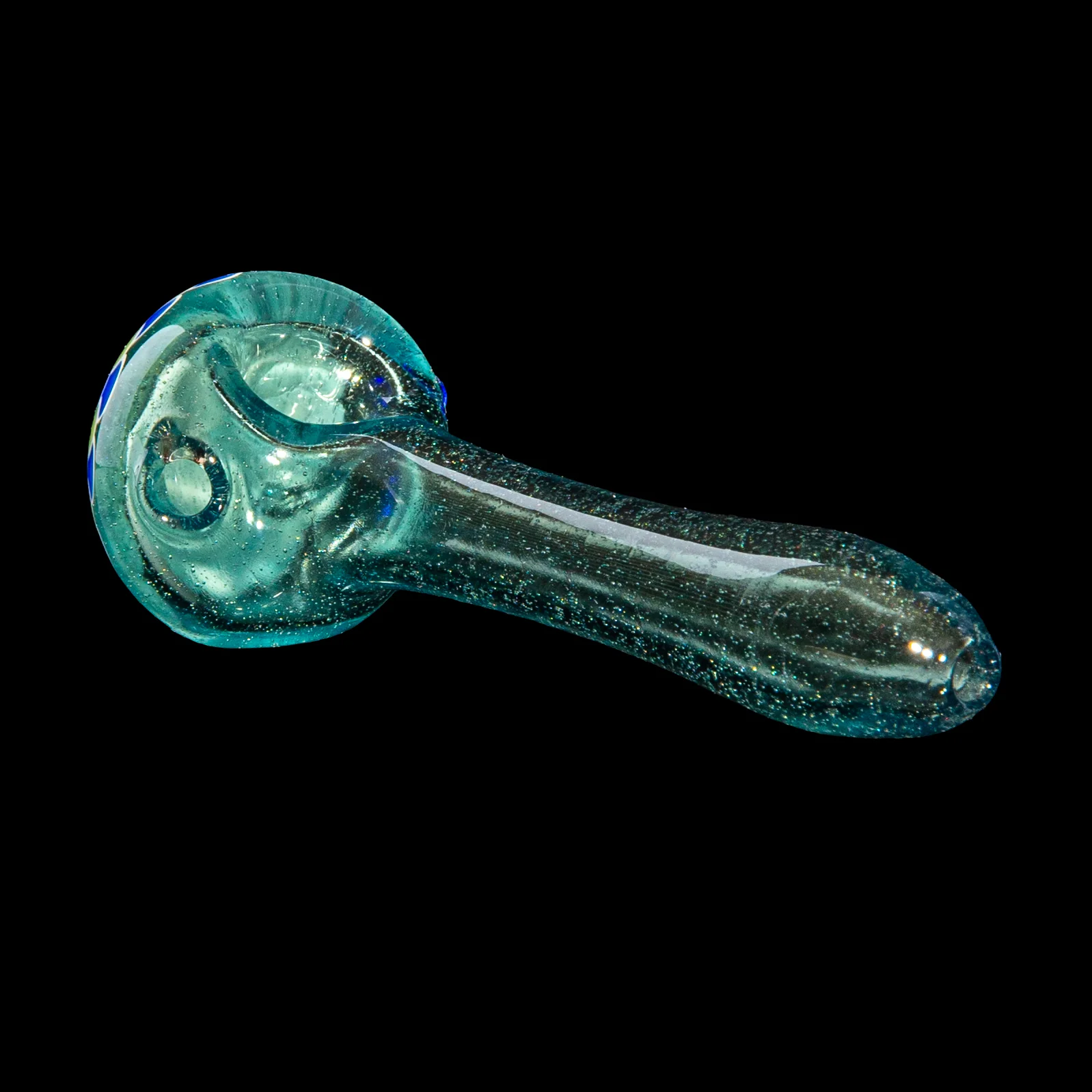 Olour Glass - Yellow, Blue & Black Dotstack Sea Green Spoon - Image 2