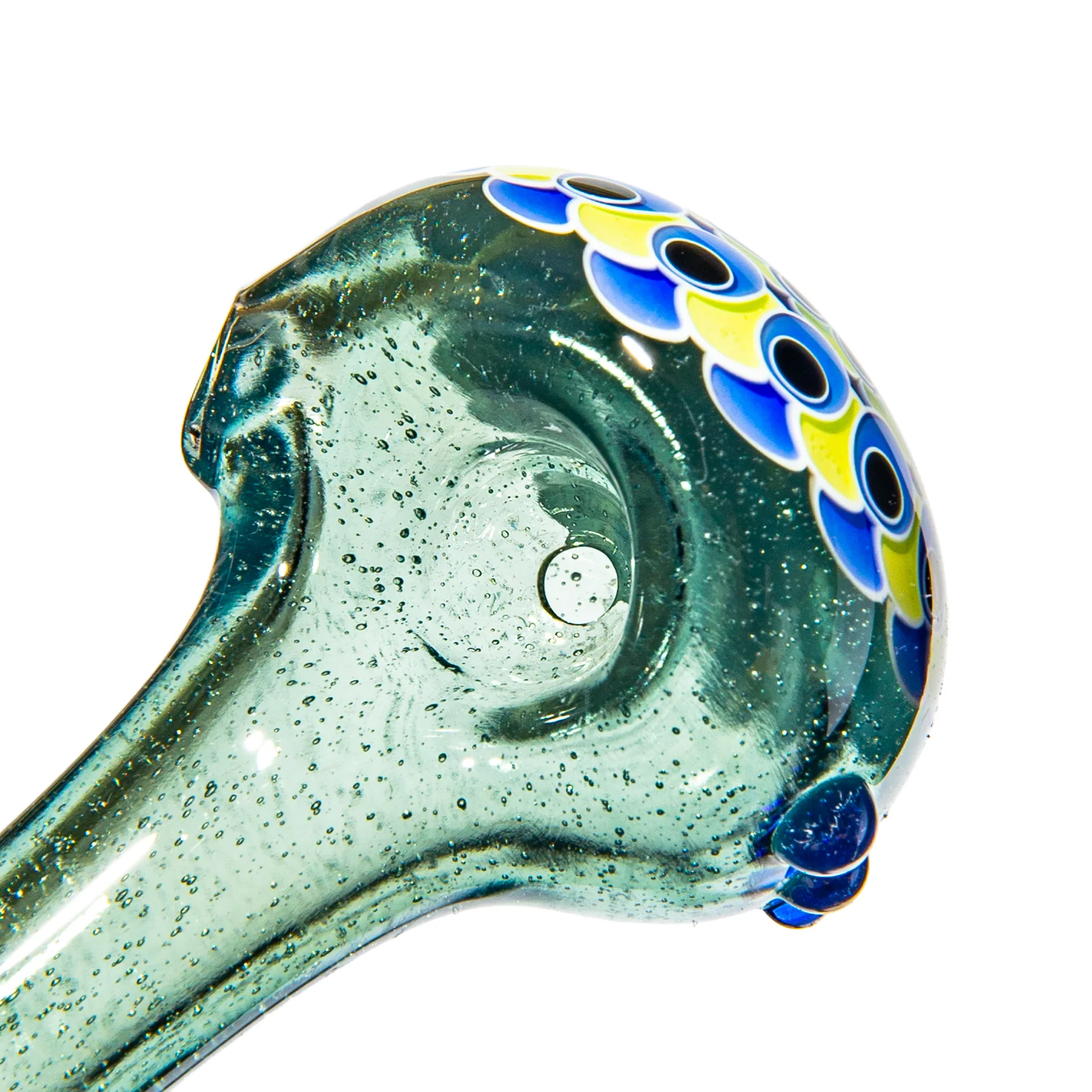 Olour Glass - Yellow, Blue & Black Dotstack Sea Green Spoon - Image 3