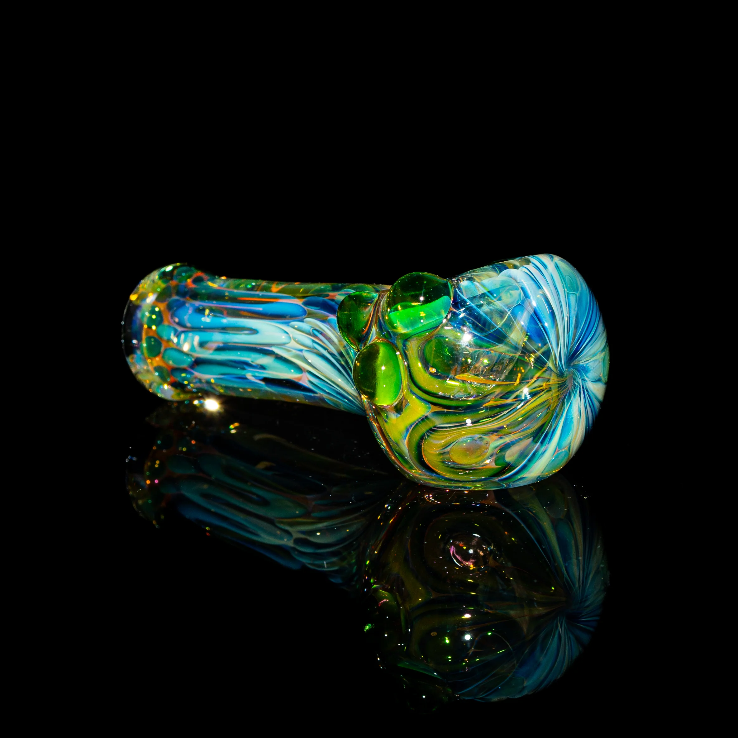 Sarah Marblesbee - Green Dotted Dotted Fumed Four Hole Mini Spoon
