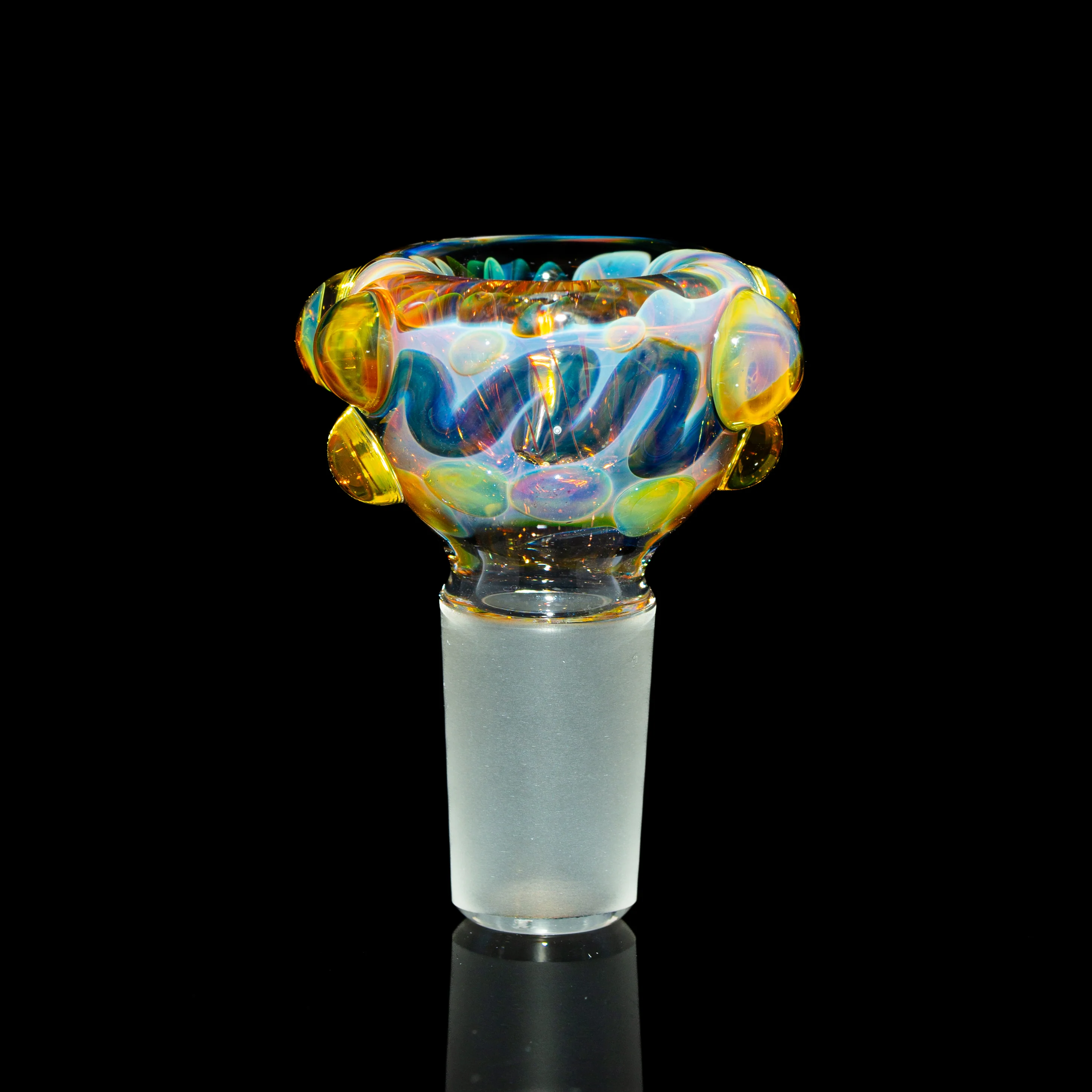 Sarah Marblesbee - Yellow Dotted Fumed Four Hole 18mm Slide